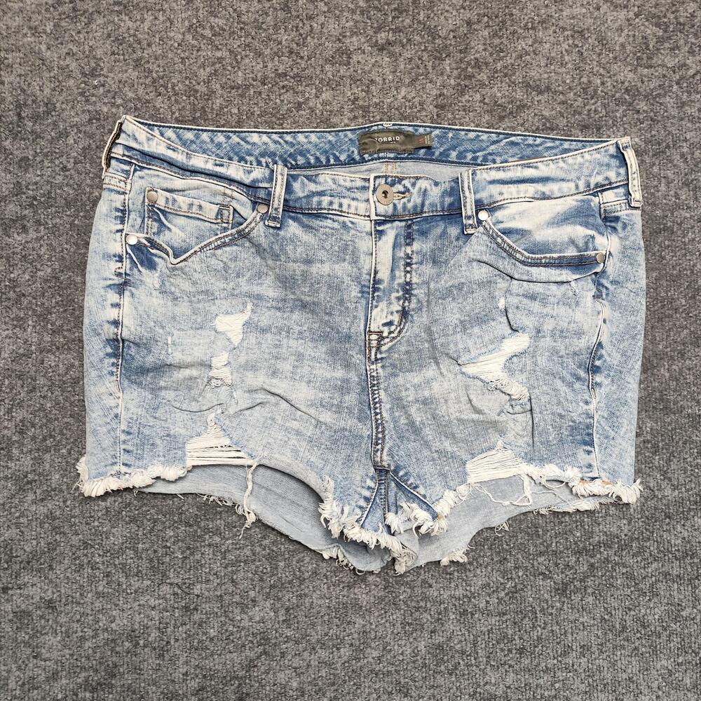 Torrid Denim Shorts Womens 18 Light Wash Distressed Cutoff Raw Hem Stretch